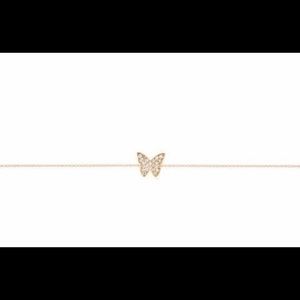 EF Collection 14k Gold Diamond Butterfly Bracelet